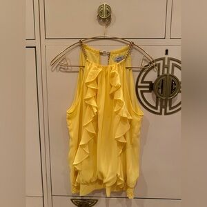 Cache Yellow Ruffle Blouse